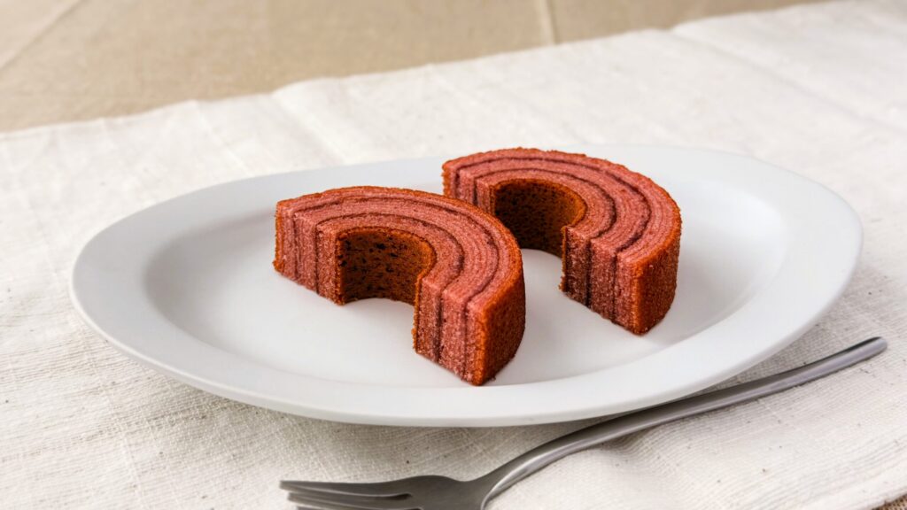 無印良品_みんなでつくるバウム「ハスカップバウム」の断面