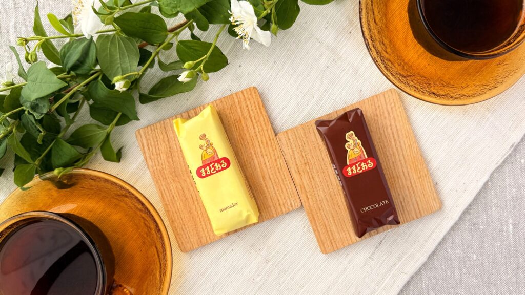 三万石_個包装になっている「ままどおる」と「チョコままどおる」が並んでいる様子