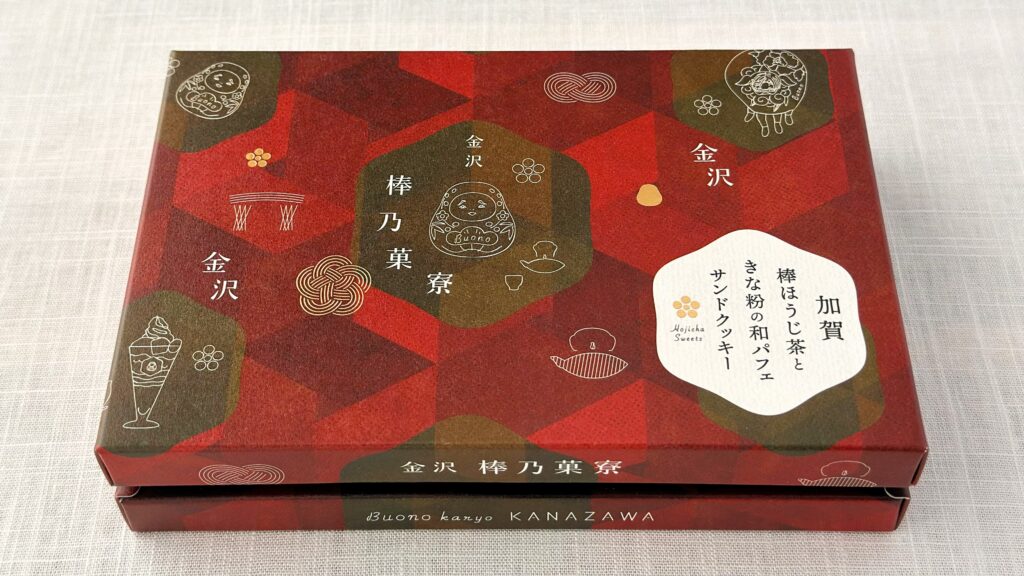 金沢お土産_あいの風「加賀棒ほうじ茶ときな粉の和パフェサンドクッキー」のパッケージ
