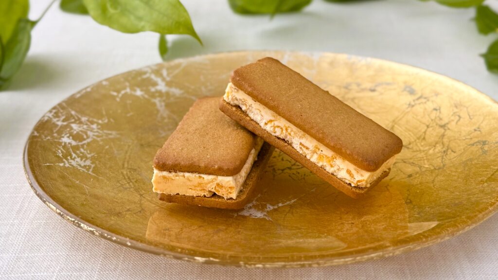 金沢お土産_あいの風「加賀棒ほうじ茶ときな粉の和パフェサンドクッキー」の皿のせ