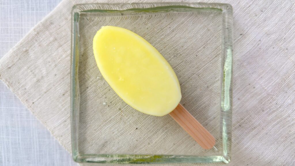 明治_パッケージから取り出した「ブルガリア フローズンヨーグルトデザート 塩レモン」