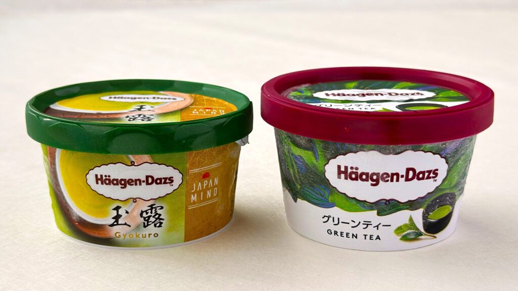 ハーゲンダッツ_「玉露」と「グリーンティー」のパッケージ