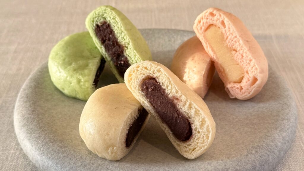 和菓子村上_3種類の「氷室饅頭」の断面