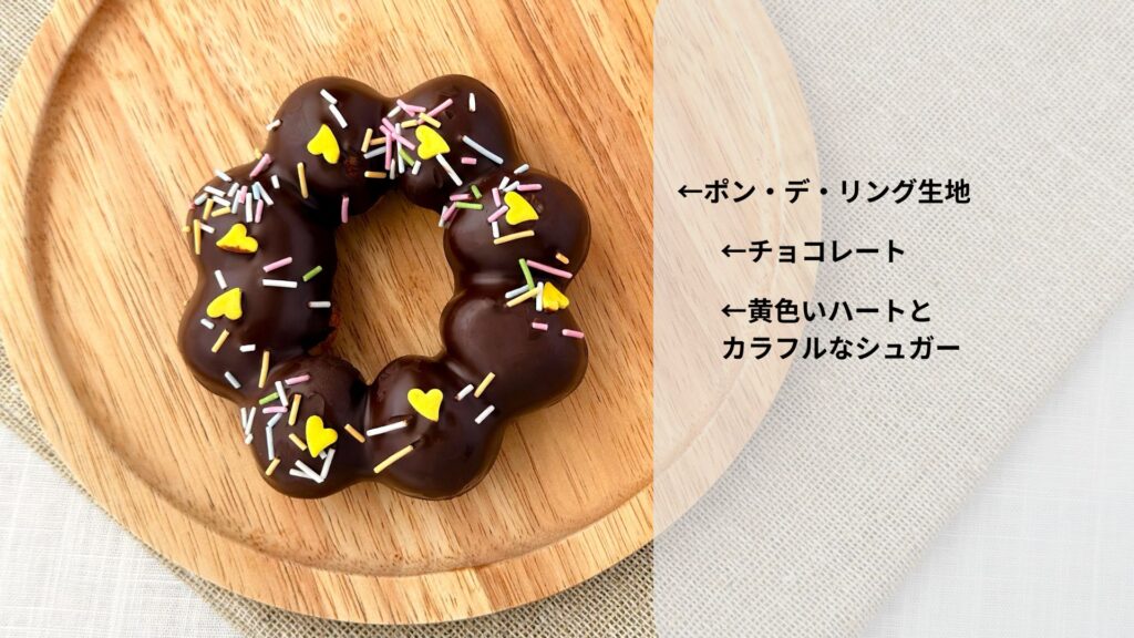 ミスタードーナツ_ポン・デ・スマイルチョコレート<ミッキーマウス>」の皿のせと中身の説明