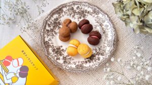 シーキューブ_「東京ティラミス」の皿盛りとパッケージが並んでいる様子