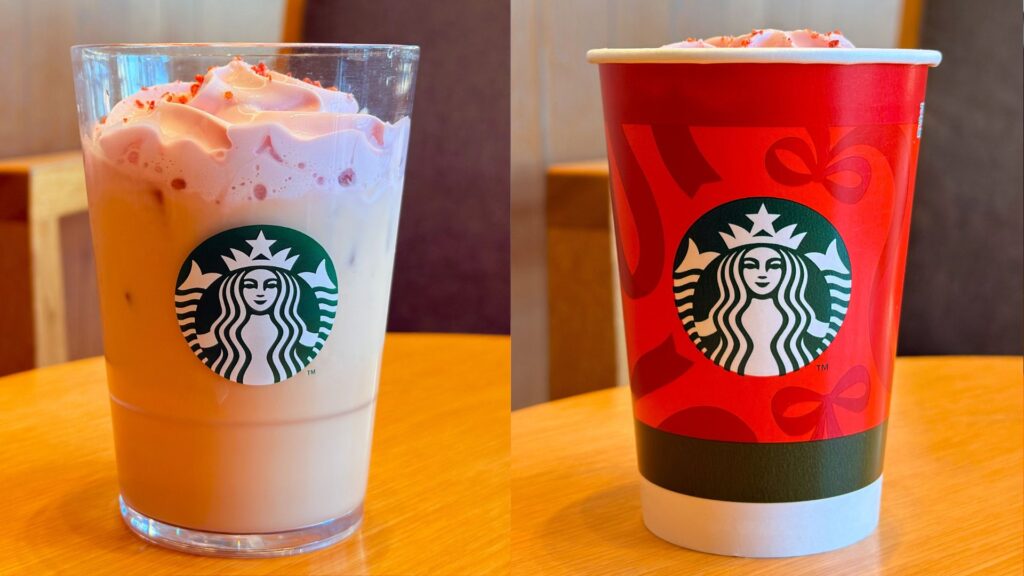 スターバックス_「ストロベリー ムース & ジョイフルメドレー ティー ラテのアイスとホット