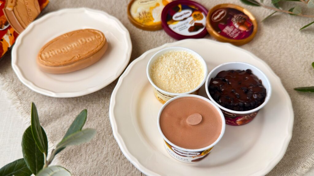 ハーゲンダッツ_ランキングに選ばれた「ガナッシュショコラ」や「タルトタタン～カラメリゼ林檎のタルト～」などが並んでいる様子