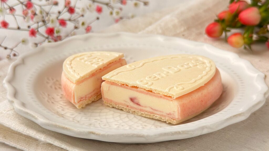 ハーゲンダッツ_クリスピーサンド「贅沢いちごミルク」の断面