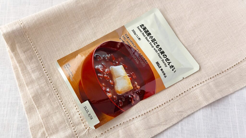 無印良品_「北海道産小豆ともち麦のぜんざい」のパッケージ