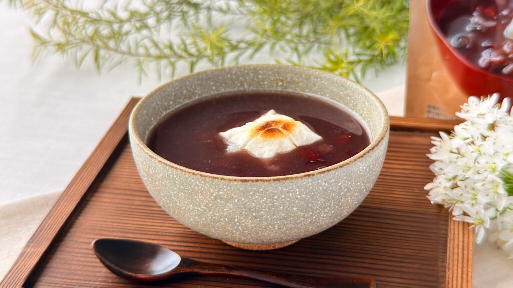 無印良品_お餅がのった「北海道産小豆ともち麦のぜんざい」