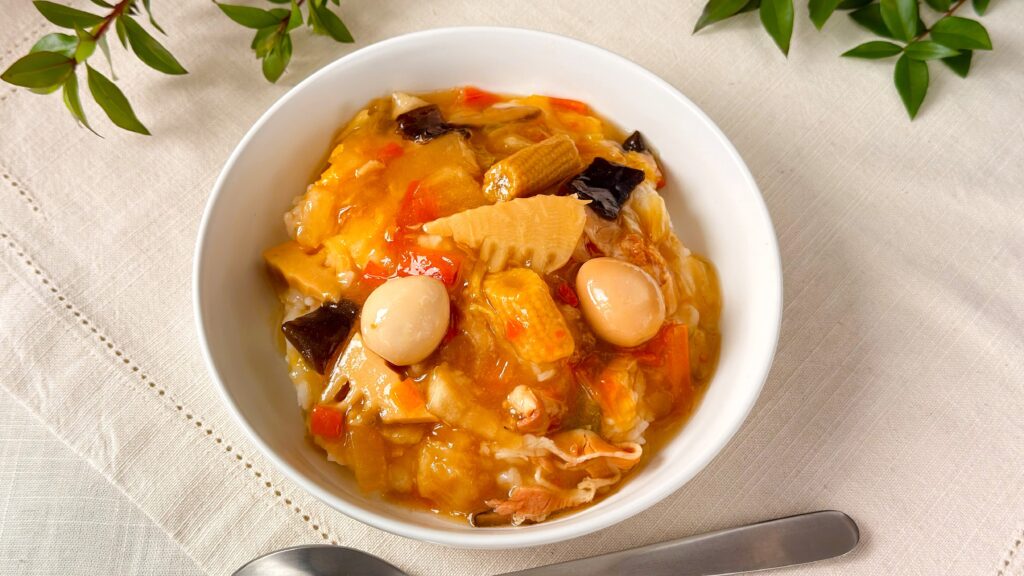 無印良品_「ごはんにかける 八宝菜」の皿盛り