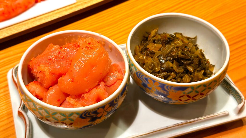 やまや_食べ放題明太子とからし高菜の皿盛り