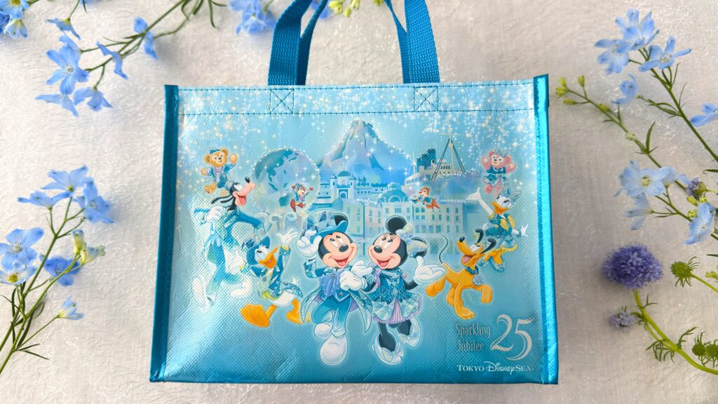 東京ディズニーリゾート_「アーモンドチョコレートバー バッグ ミッキーマウスと仲間たち 東京ディズニーシー25周年 スパーリングジュビリー」のパッケージ